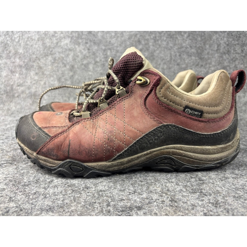 Oboz Bridger Low Hiking Shoes Womens 8.5 Red Waterproof B-DRY Trail Sneakers
